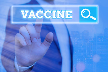 Handwriting text writing Vaccine. Conceptual photo preparation of killed microorganisms or living...