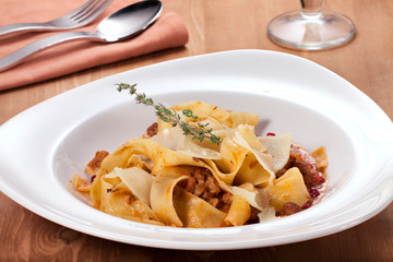 pasta with cheese and meat