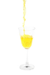 pouring cocktail with splashes isoalted on white background