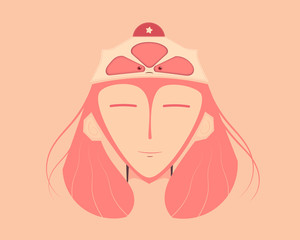 A woman wearing a white hat.