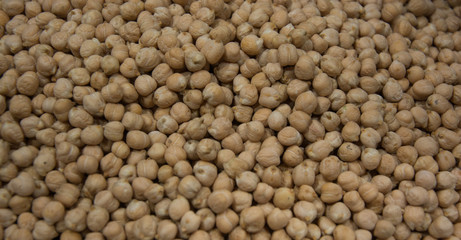Many chickpeas together, macro photography
