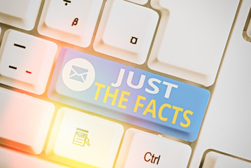 Handwriting text Just The Facts. Conceptual photo to have the correct information about the exact...