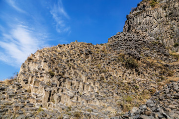 Fototapeta na wymiar Basalt gorge of Garni in Armenia in the Kotayk region, near the village of Garni
