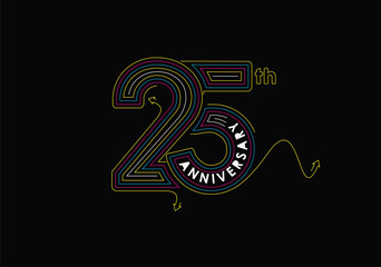 Fototapeta premium 25th Years Anniversary Celebration Typography Vector Design.