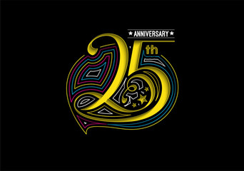 25th Years Anniversary Celebration Typography Vector Design.