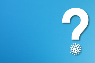 Question mark with virus icon on blue background