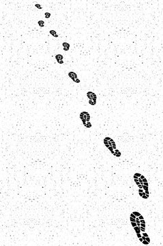 traces de pas sur b&eacute;ton 