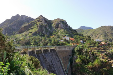 Dam near Vallehermoso on La Gomera Island, Canary Islands, Spain.