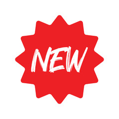 New sign. Red sale sticker. Vector red star label. Online shop promotion banner. Isolated illustration. Special offer.