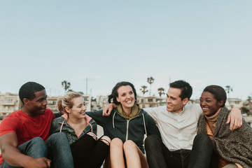 Friends chilling at the beach