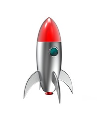 Cartoon rocket space ship. 3D illustration.