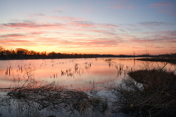 sunset over the river
