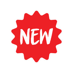 New sign. Red sale sticker. Vector red star label. Online shop promotion banner. Isolated illustration. Special offer.