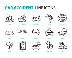set of car icons, accident, insurance, auto, vehicle