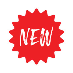 New sign. Red sale sticker. Vector red star label. Online shop promotion banner. Isolated illustration. Special offer.