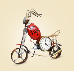 Showpiece of a Clock Motor Bike on white background (Table Clock)  - Isolated