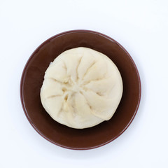 steamed pork buns, chinese dim sum on white background