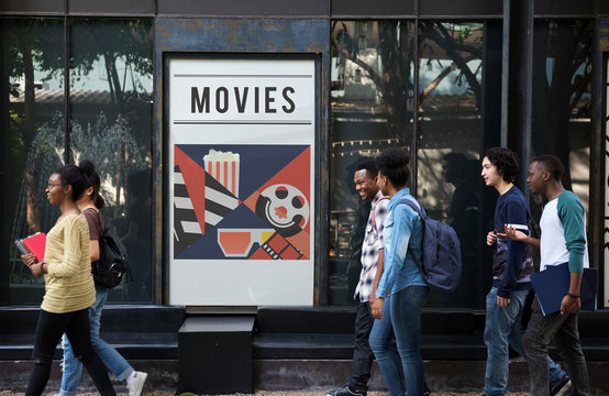 Group of people emjoy movies theatre media entertainment