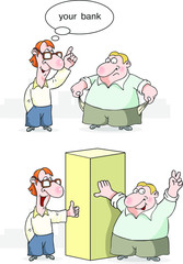 Managers discuss the issue of economic crisis, investment and financial concepts. Businessman prevents the fall of the economy by holding his side. Vector illustration in cartoon style.