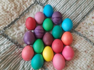 easter, colorful, eggs, egg, ball, color, holiday, red, green, blue, yellow, plastic, food, fun, decoration, toy, candy, colourful, spring, pink, celebration, closeup, colored, colors, play