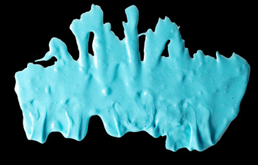 Blue slime isolated on black background