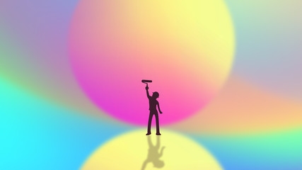 Colorful 51 Labor Day creative illustration, a painter at work. © hqrloveq