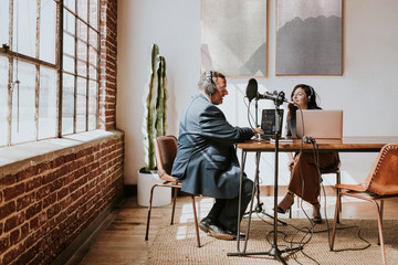 Business podcast recording
