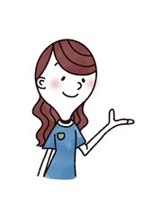 指差しする女性（クリニック）