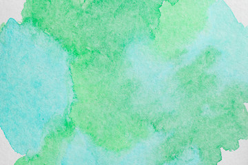 horizontal green blue watercolor background. High resolution image texture with copy space