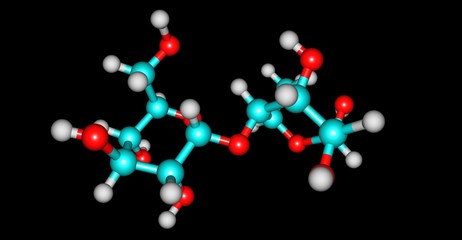 Maltose molecular structure isolated on black