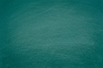 Working place on empty rubbed out on green board chalkboard texture background for classroom or...