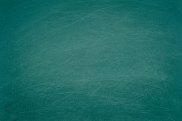 Working place on empty rubbed out on green board chalkboard texture background for classroom or wallpaper, add text message.