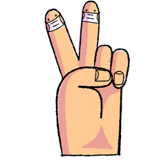 Masked fingers doing victory sign (or social distancing)