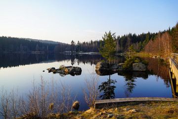 Der Fichtelsee im Fichtelgebirge Wasser See abend