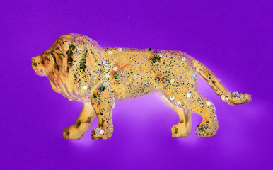 Aerial view of lion with effects