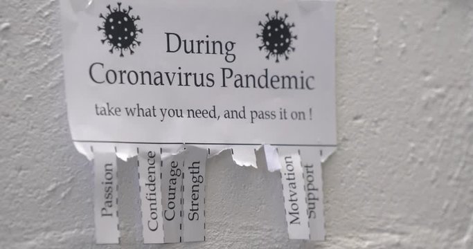 global coronavirus pandemic, kindness is the key, flyer with tear off tabs