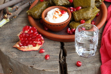 Dolma with pomegranate and chacha
