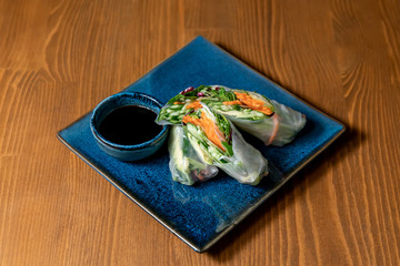 Asian Traditional Food Spring Roll with Vegetables