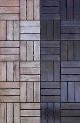 old and new wooden tiles side by side