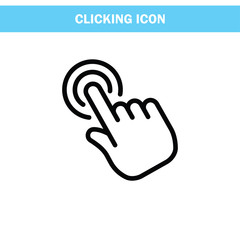 Clicking finger icon, hand pointer vector. Click mouse.