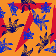 Abstract seamless colorful pattern exotic shapes backgrounds