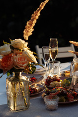 wedding table with glasses