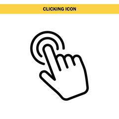Clicking finger icon, hand pointer vector. Click mouse.