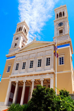 Saint Nicolas Church, in the center of the town of Ermoupoli, capital of Syros, famous Cyclades island in the heart of the Aegean Sea