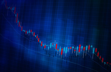 株価の下落グラフイメージ青色ブルー