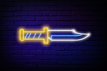 military knife neon style icon. Simple thin line, outline vector of army icons for ui and ux, website or mobile application
