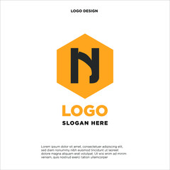 Obraz premium Abstract letter N logo design template. Colorful creative hexagon sign. Universal vector icon.
