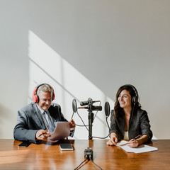 Business podcast recording