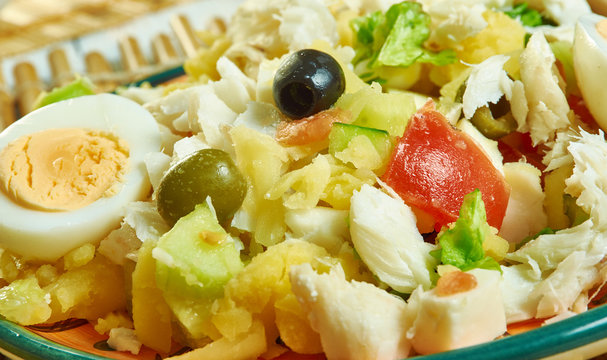 Portuguese salad with cod, potatoes.