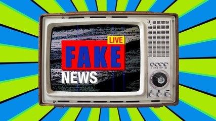 retro television with Fake News titles
